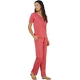 thumbnail image 2 of Stylore Two Piece Pajamas Set Soft Short-Sleeve Top Pants Loungewear Red L, 2 of 6
