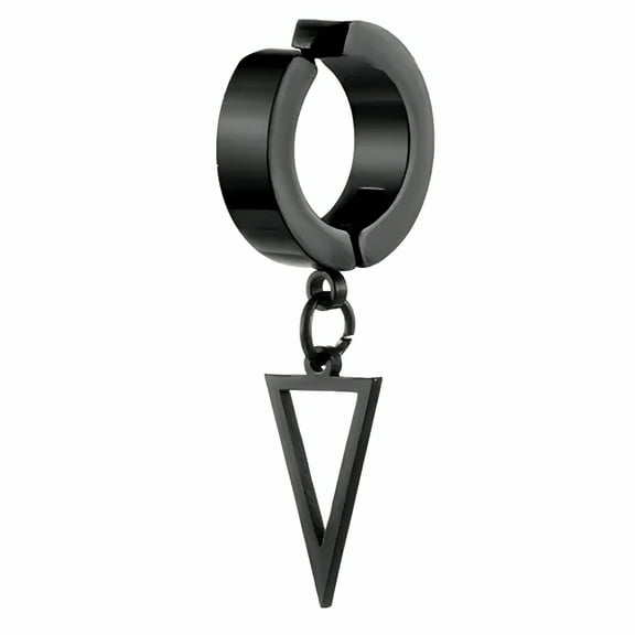 DESIGNICE Men Dangle Earrings No Piercing Stainless Steel Hoop Earring Clip-On Ear Jewelry-Black Triangle Stainless Steel Earrings,Mens Hoop Earrings
