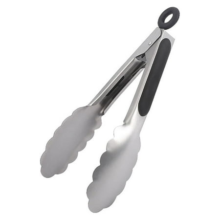

FFENYAN Sales 304 Stainless Steel Kitchen Tongs Brushed Steel Food Tongs with Ergonomic Grip black