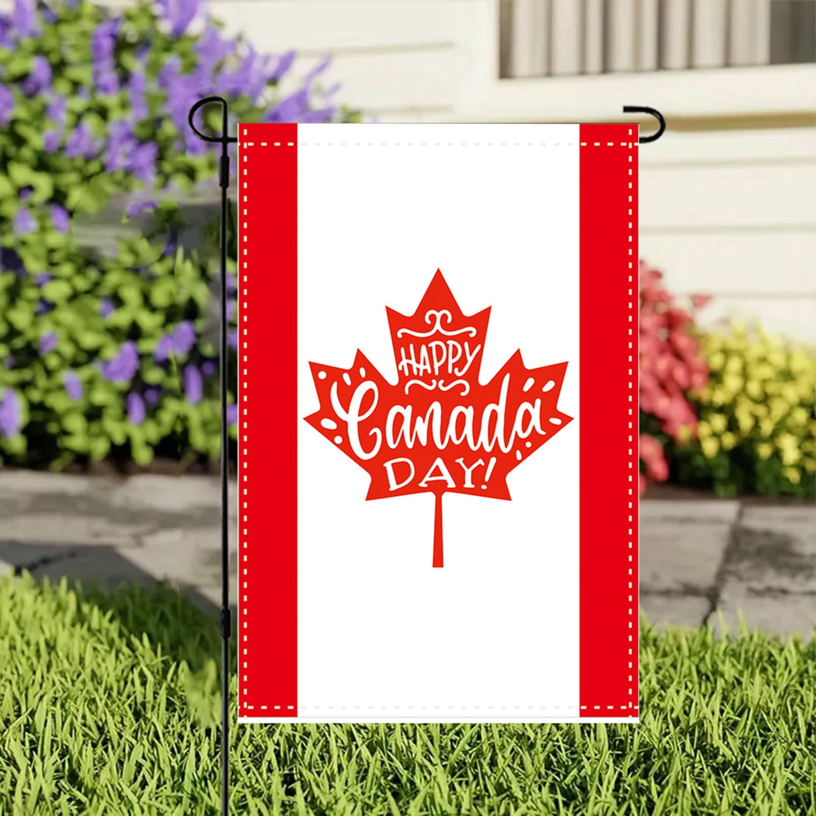 Happy Canada Day Garden Flag Maple Leaf Canadian National Day Holiday ...