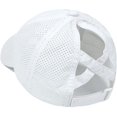 thumbnail image 3 of Womens Criss Cross Ponytail Baseball Cap Adjustable High Messy Bun Ponycap Quick Drying Hat, 3 of 4
