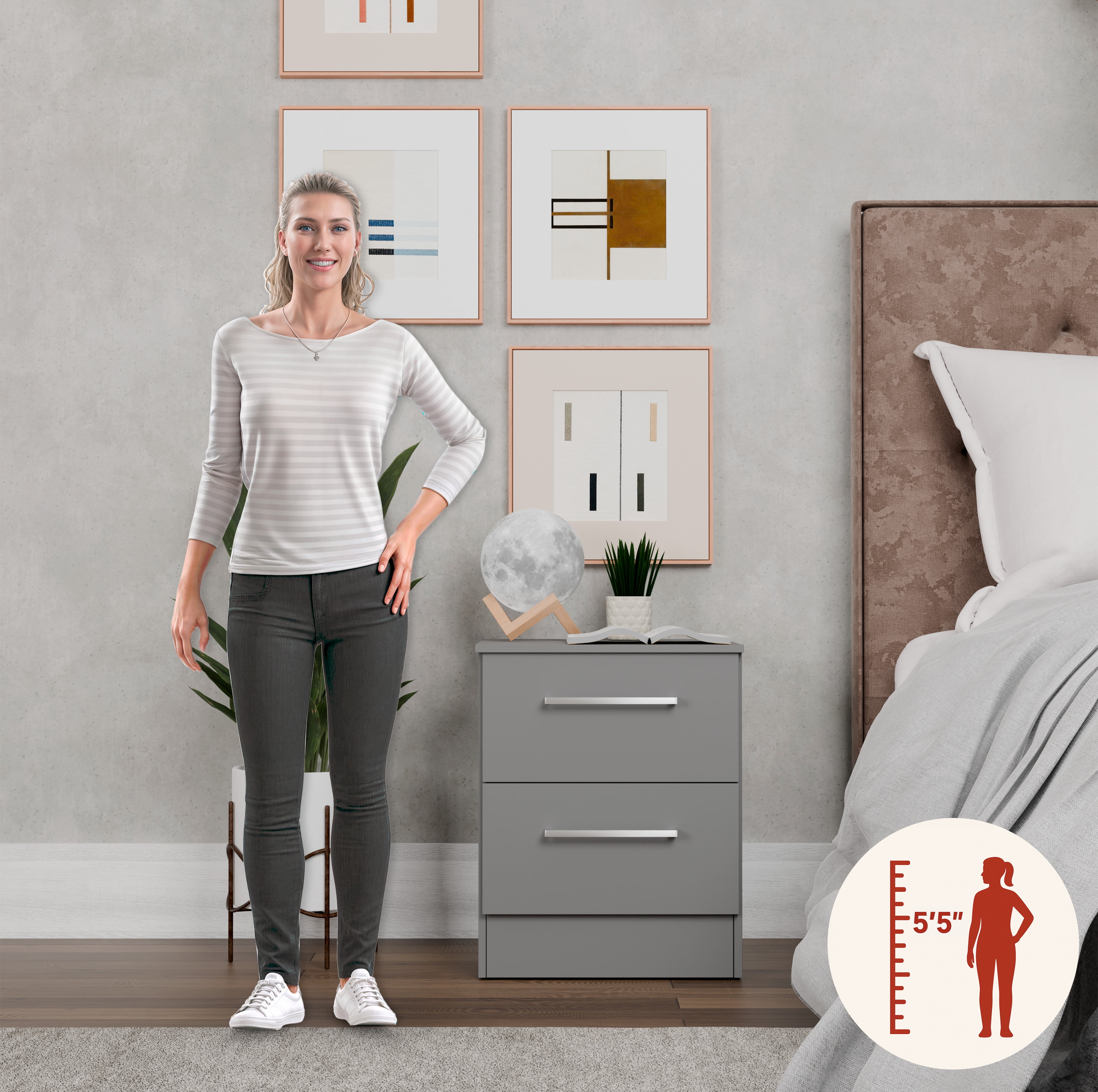 Kappesberg Foster Gray 3-Piece Bedroom Set – 6-Drawer Dresser and 2 Nightstands, 50.2"W - for Adults and Teens