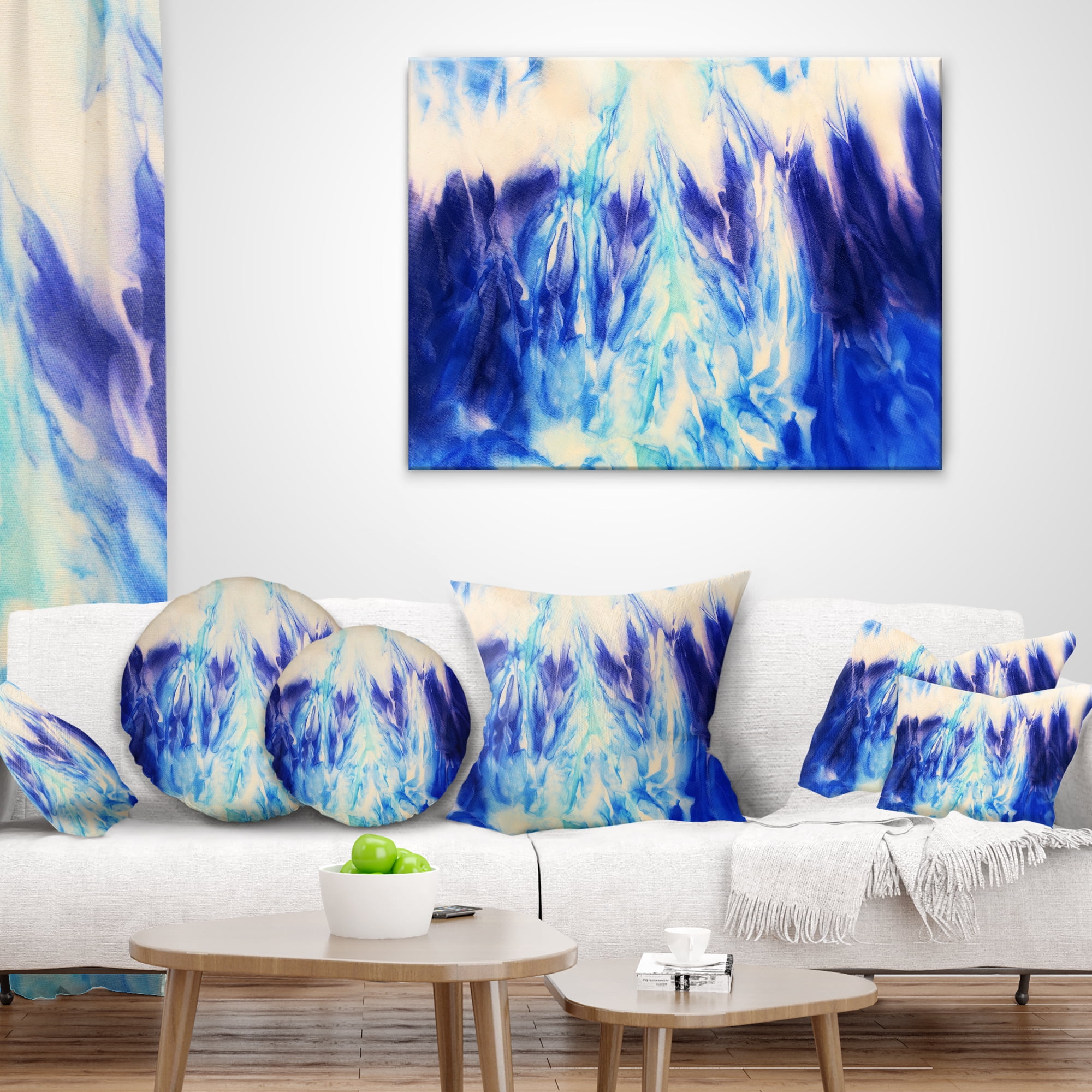 Designart Blue Life - Abstract Throw Pillow - 12x20