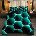 thumbnail image 4 of Honeycomb Comforter Set Twin Size 3D Stereoscopic Black and Teal Hexagon Bedding Sets Geometric Hexagonal Beehive Quilt Simplistic Geometrical Geometry Room Decor, 4 of 6