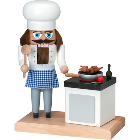 KWO Chef Cook German Wood Christmas Nutcracker with Smoking Stove Oven Germany