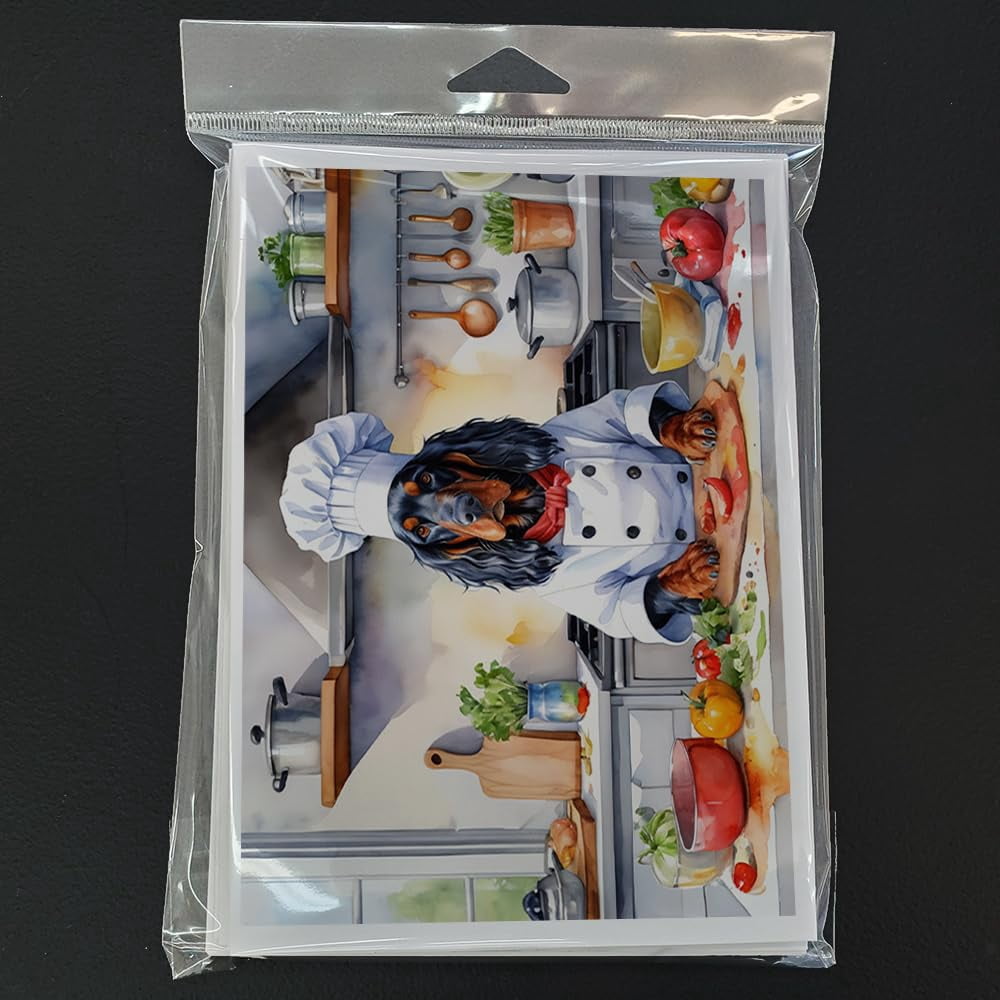 Gordon Setter The Chef Greeting Cards Pack of 8 7 in x 5 in