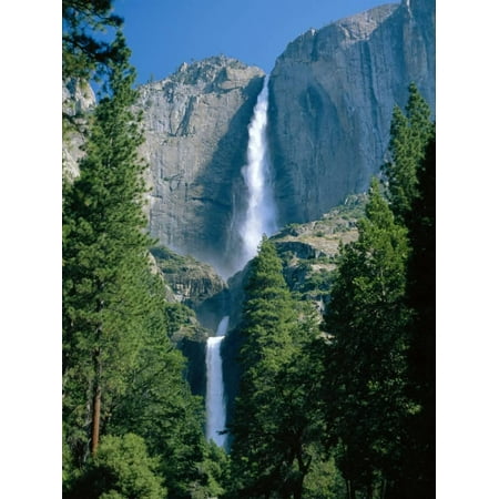 Waterfalls Swollen by Summer Snowmelt at the Upper and Lower Yosemite Falls, USA Landscape Photography Print Wall Art By Ruth
