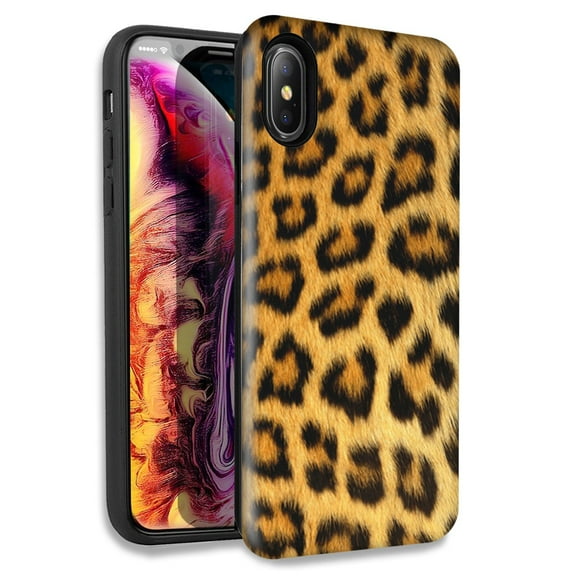 Mundaze Classic Leopard Double Layer Hybrid Case Cover For Apple iPhone X XS