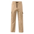 thumbnail image 3 of OOOUM Kids Cargo Pants Casual Loose Straight Leg Pants Solid Lightweight Bottoms With Side Pocket Beige, 3 of 8