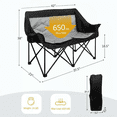 thumbnail image 3 of Oversized 2-Person Folding Camping Chair – Heavy-Duty Outdoor Loveseat with Cup Holders, Pillow Back, and Carry Bag – Grey, 3 of 7