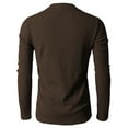 thumbnail image 3 of H2H Mens Casual Henley Long Sleeve Waffle Cotton T-Shirts BROWN US S/ASIA M (KMTTL062), 3 of 6