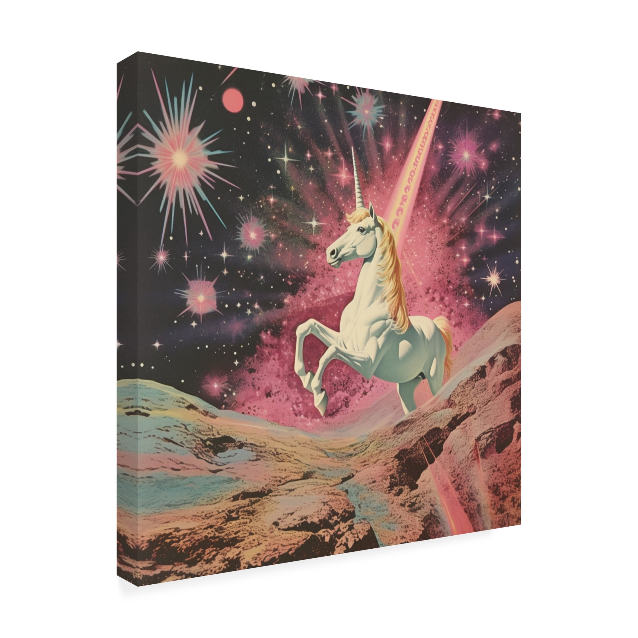 Canvas Wall Art - Samantha Hearn 'Magic Unicorn Collage Art' Wall Art for Living Room, Bedroom, or Office D?cor by Trademark Fine Art - 14 x 14 Inches