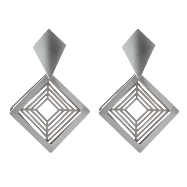Pendientes colgantes geométricos jinwen de gota cuadrados Plata