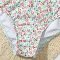 thumbnail image 6 of REORIAFEE Girls Kids Bathing Suits 2 Piece Ruffle Trim Hem Bikini Top and Short Cute Flower Print Beachwear Swimwear Tie Front Bathing Suits High Waist Quick Dry, 6 of 7
