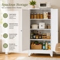thumbnail image 5 of IKIMI 47"H Metal Storage Cabinet with 2 Doors and 3 Adjustable Shelves, Steel Pantry Storage Cabinet for Kitchen, Garage, Home Office, White, 5 of 10