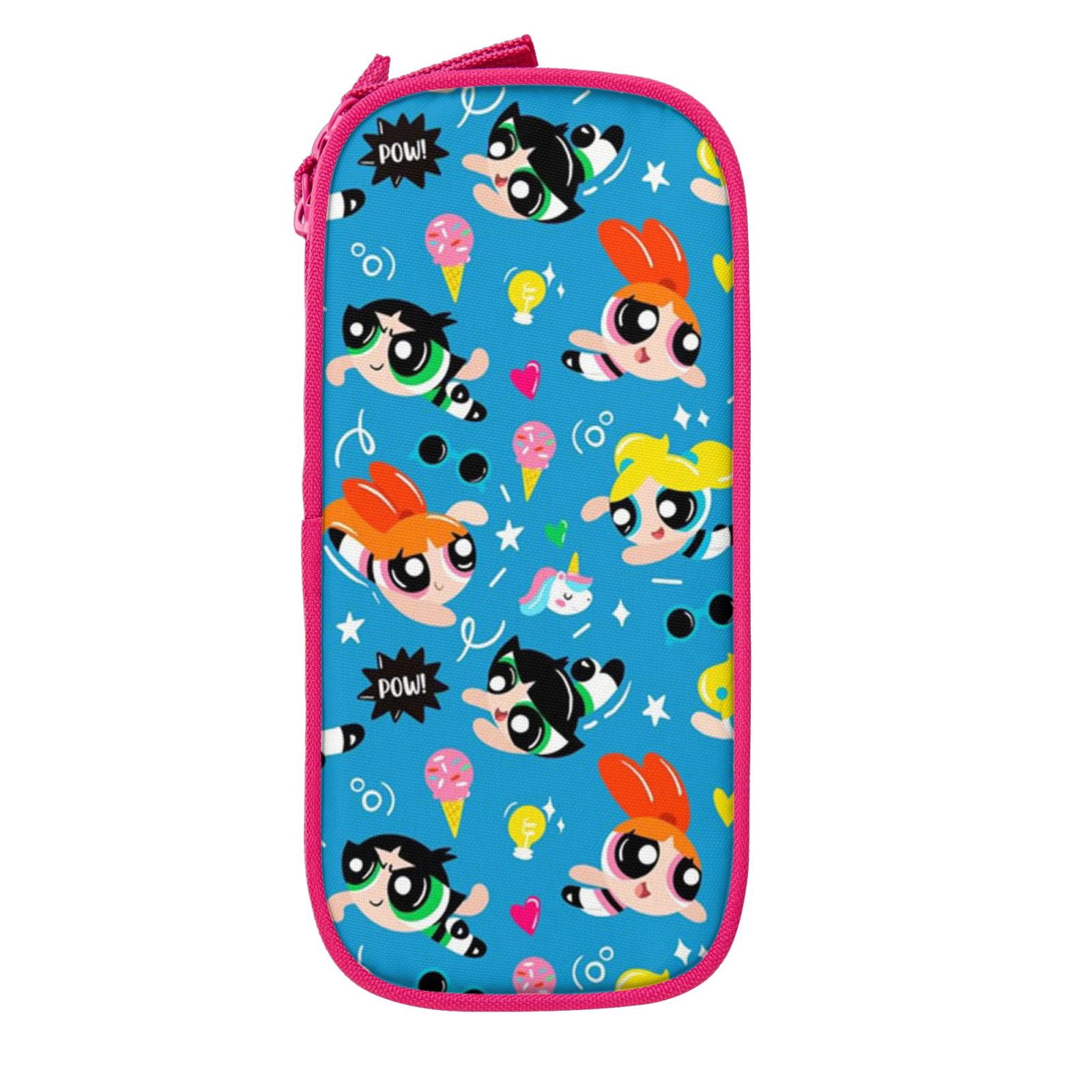The Powerpuff Gi-rls Pencil Case Large Capacity Pencil Pouch Pen Bag Office Stationery Organizer Travel Makeup Bag Pink