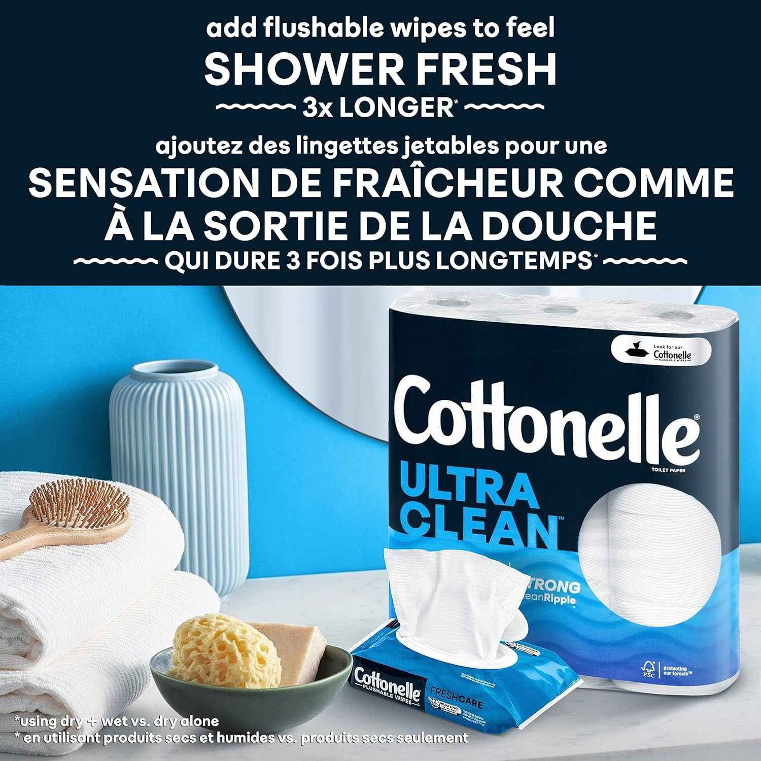 Cottonelle Ultra Clean Toilet Paper, 12 Mega Rolls, 312 Sheets per Roll