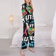 thumbnail image 3 of Honeii I Love My Autism Print Women's Pajama Sets Long Sleeve Button Down Sleepwear Nightwear Soft Pjs Lounge Sets 2PCS-Large, 3 of 7