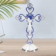 thumbnail image 6 of Religious Crucifix Stand Wall Cross 20cm Tall Decoration Home Decor for Dining Table, Fireplace, Table Top Removable Bracket Blue, 6 of 9