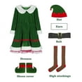 thumbnail image 2 of Women Elf Costume Christmas Outfit Adult 5pcs Velvet Dress Cosplay Holiday Halloween Xmas Party Set with Hat Belt Shoes Cover Socks, 2 of 7