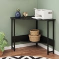 thumbnail image 6 of 28.5" Corner Computer Desk with Charging Station & Open Shelf, Triangle Laptop PC Work Table, Small Home office Desk,Black, 6 of 8