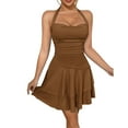 thumbnail image 1 of Vestido informal de mujer a la moda: diseño con cuello corazón y fruncidos, poliéster, perfecto para primavera/verano, combínalo con tacones/sandalias, tallas XS-L, 1 of 8