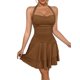 thumbnail image 1 of Vestido informal de mujer a la moda: diseño con cuello corazón y fruncidos, poliéster, perfecto para primavera/verano, combínalo con tacones/sandalias, tallas XS-L, 1 of 8