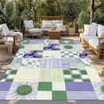 thumbnail image 2 of Spring Floral Checkered Outdoor Rug for Patio/Deck/Porch, Non-Slip Large Area Rug 6 x 9 Ft, Sage Green Purple Buffalo Plaid Indoor Outdoor Rugs Washable Area Rugs, Camping Rug Carpet Runner, 2 of 8