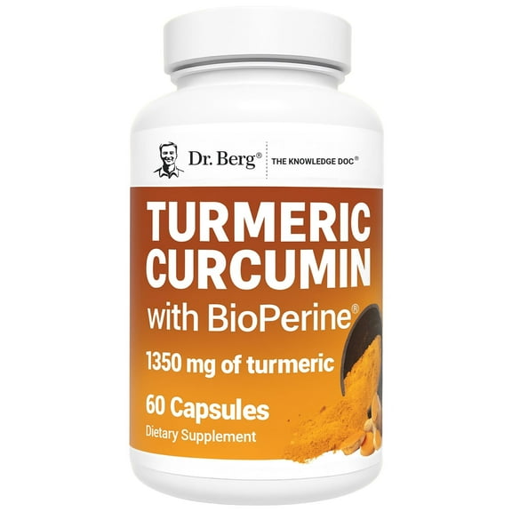 Dr. Berg Turmeric Curcumin with Black Pepper Extract - Turmeric with BioPerine Capsules, 60 Ct