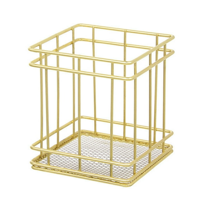 Advancent Portalápices de Metal, organizador de almacenamiento para dormitorio de oficina, escritorio, papelería hueca, Control remoto, cesta Almacenamiento y organización del hogar Oro 4