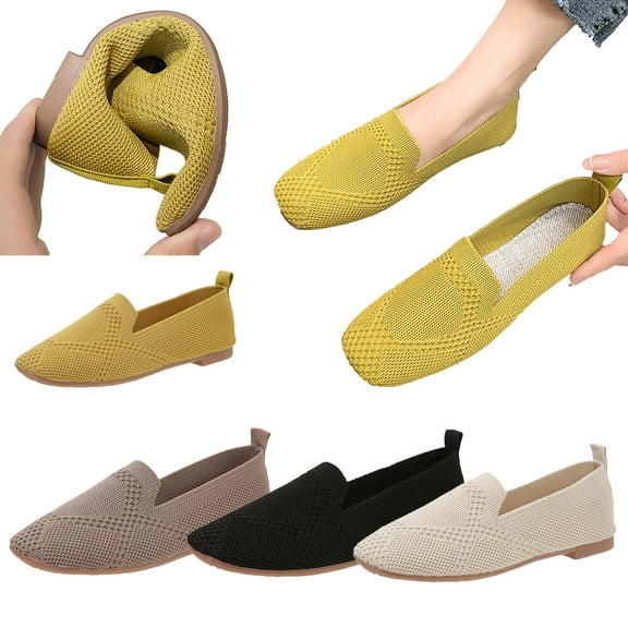 Kmdttou Shoes Women Mesh Casual Shoes Shallow Mouth Easy To Wear Off Flat Shoes Comfortable Sandals With Comfortable Plantar Fasciitis Arch Support(Size:35-42)