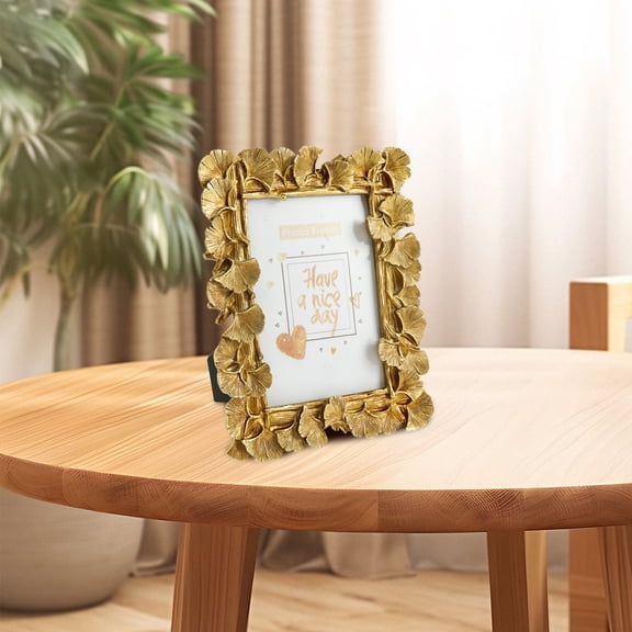 Threns Picture Frame Vintage Photo Frames Gold Resin Tabletop Display Photo Holder for Bedroom Living Room,6.69 x 8.26 inches