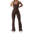 thumbnail image 1 of Women Workout Flare Jumpsuits Sexy Backless Gym Bodysuit Yoga Rompers V Back, 1 of 1