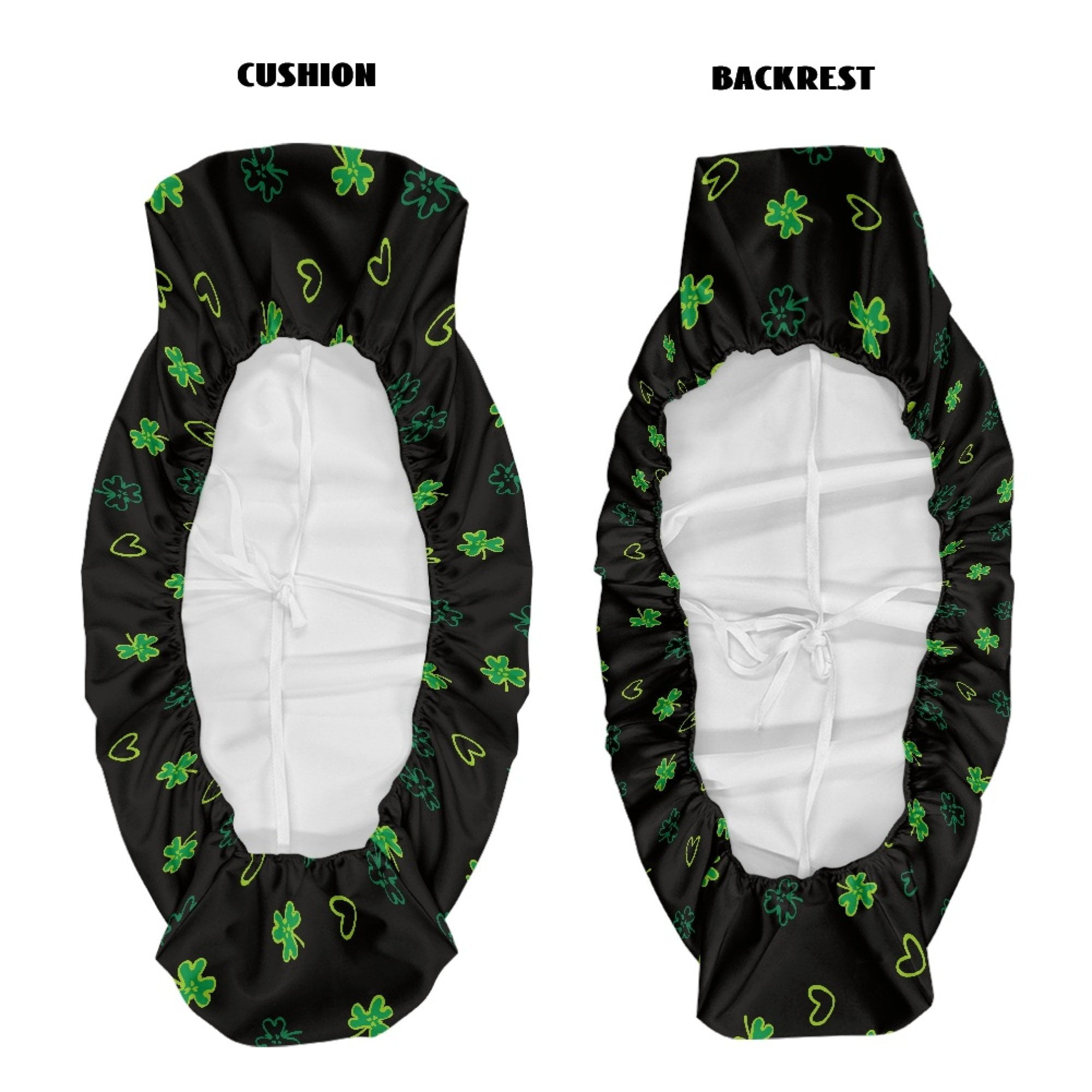ZIATUBLES UTV Seat Covers 2 Pack, Black Clover Heart Print Waterproof Polyester Front Seat Protectors Compatible with Kawasaki Mule 3020 4000, St. Patrick's Day UTV Decor Accessory Part