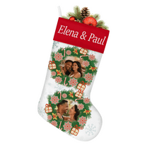 Personalized Christmas Stocking Custom Name & Photo 11.5x18.5 Inch Customized Xmas Stocking for Fireplace Decor, Family Gift