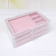 thumbnail image 1 of Caja organizadora de joyas Caja de almacenamiento de pendientes transparente de 3 capas con compartimentos para dormitorios Comedores Rosa, 1 of 1