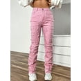 thumbnail image 3 of FEORJGP Women's Spring Autumn Denim Pants Solid Color Trousers Mid Rise Sweatpants Slim Fit Straight Leg Patch Jeans Casual Daily Bottom, 3 of 7