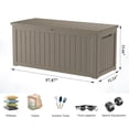thumbnail image 2 of PATIOEASY 280 Gal Deck Box, Resin Outdoor Storage Bench with Secure Latches, Waterproof Patio Toys Storage Box for Leaf Blowers, Tables Snowboards-Coffee, 2 of 9
