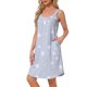 thumbnail image 4 of INSPIRAR CHIC Camisón de Mujer Sin Mangas Ropa de Dormir Impresa Camisetas de Cuello Redondo Vestidos de Dormir con Tirantes Anchos y Bolsillos S Gris Estrellas, 4 of 6