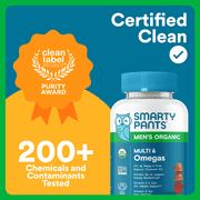 SmartyPants Organic Mens Multi & Vegetarian Omega 3 Gummy Vitamins with D3, C & B12 - 90ct