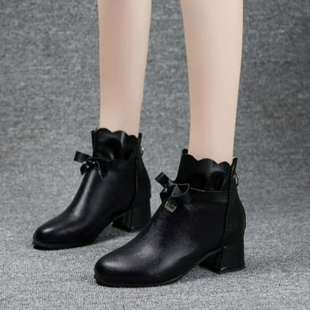 

Ankle Boots Style Autumn Shoes Boots Women s Ankle And Toe Thick Winter Round Zipper Heel Women s Boots