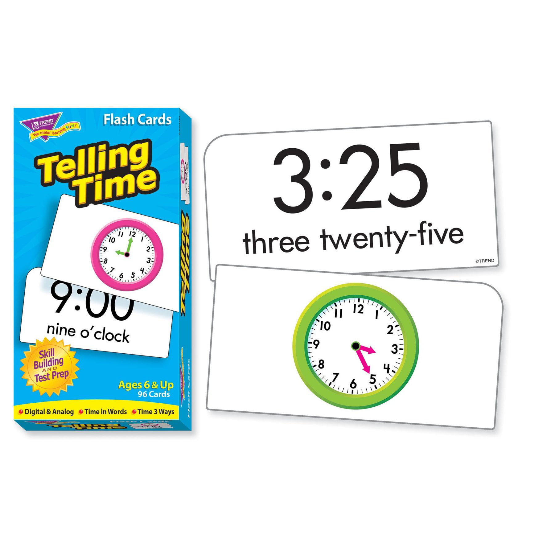 Trend Enterprises Telling Time Flash Cards - Pack of 96 - Walmart.com