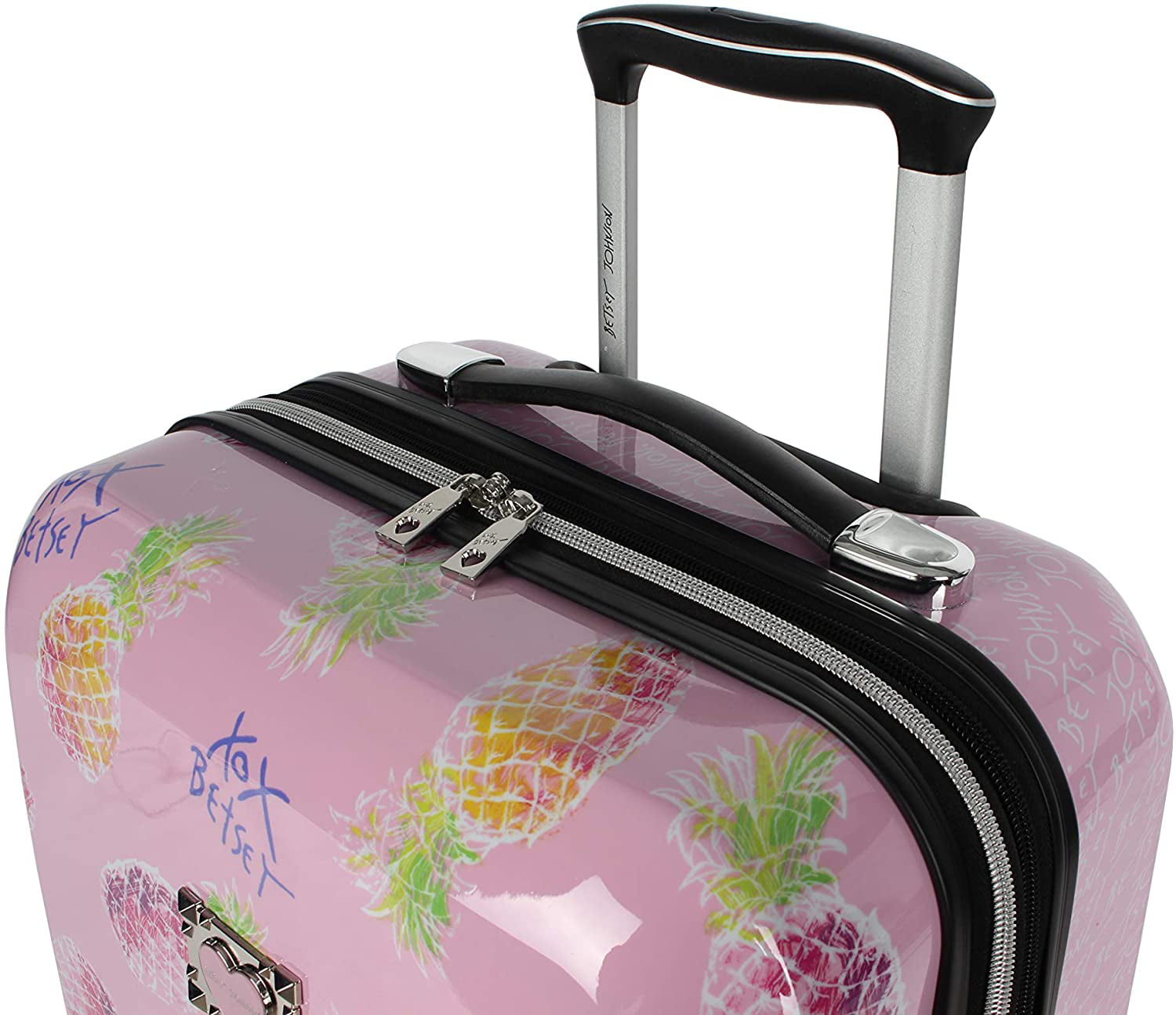 Expandable Scratch Resistant Betsey Johnson 26 Inch Checked Luggage Collection 26IN, Colada Hardside Suitcase ABS + PC Designer Lightweight Bag with 8-Rolling Spinner Wheels 