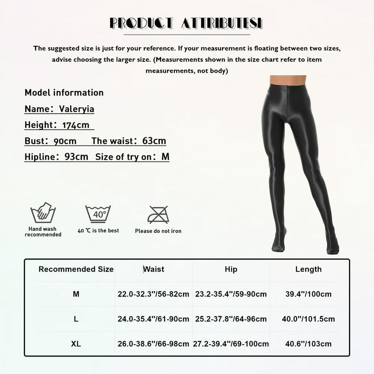 inhzoy Woman Shiny Oil Glossy Footed Pantyhose Tights Leggings Pink M 