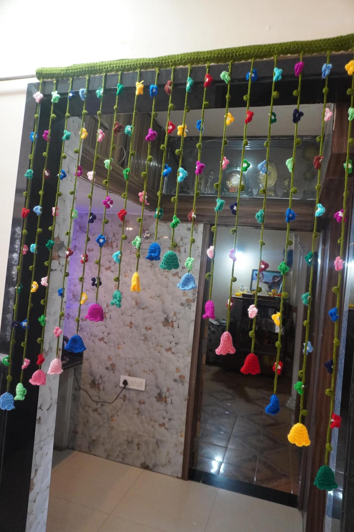 Crochet Flower Curtain: Handmade Wildflower Boho Window Decor