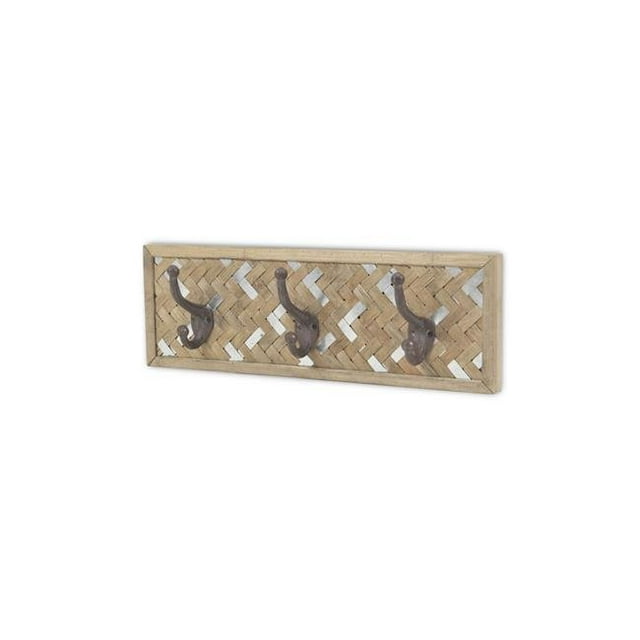 Cheungs 5559 Bamboo & Metal Weave Pattern Coat Hanger with 3 Hooks