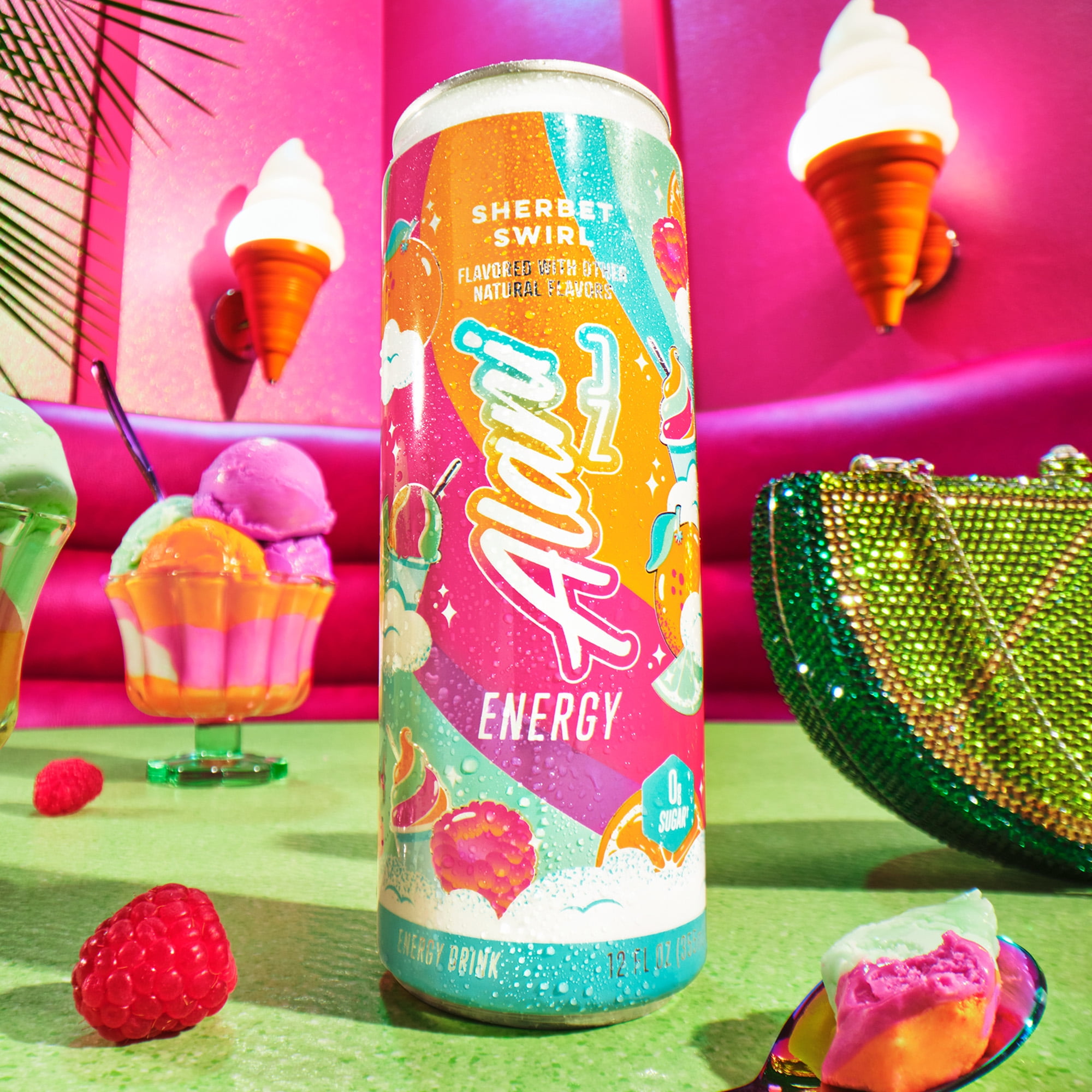Alani Nu Sugar Free Energy Drink, Sherbet Swirl, 12 fl oz, 12 Pack, Cans, 200mg Caffeine