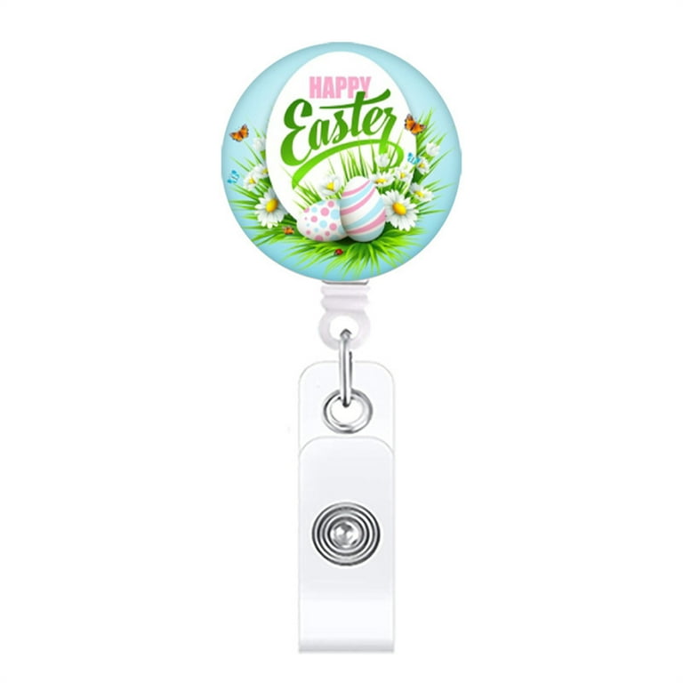 GENEMA Cute Easter Badge Reel Holder Retractable Badge Reel with Alligator  Clip Reinforced Strap Badge Clip for Kid Women Girl 