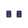 thumbnail image 3 of Clara Pucci 2Ct Blue Sapphire Emerald Cut VVS1 Push Back Stud 14k Solid hypoallergenic Gold Designer Earrings For September, 3 of 7