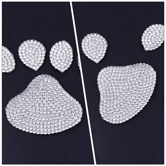 USHOBE 2Pcs Easy Stick Plated Silver Rhinestone Decorative Decals for Clothes Bags and Window Decor